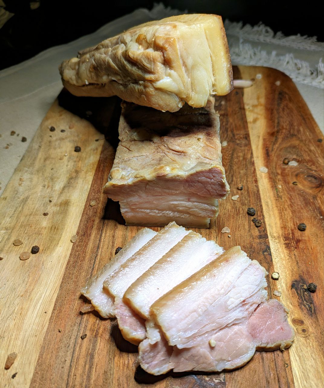 Hot smoked pork belly