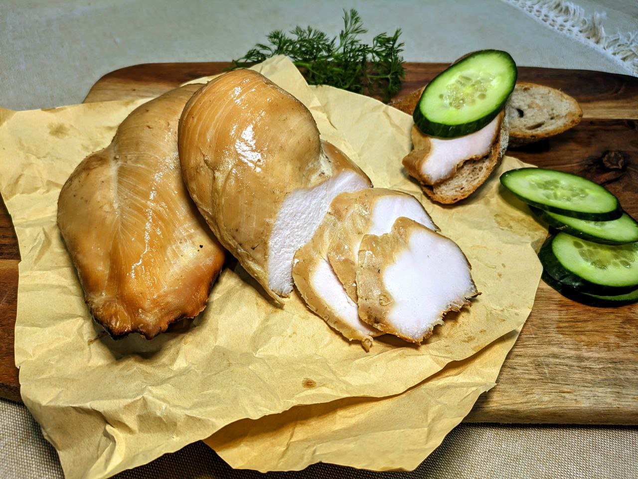 Hot smoked chicken fillet